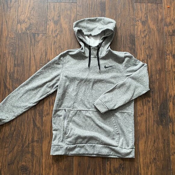 Nike Tops - Nike Heather Gray Hoodie with Black Swoosh